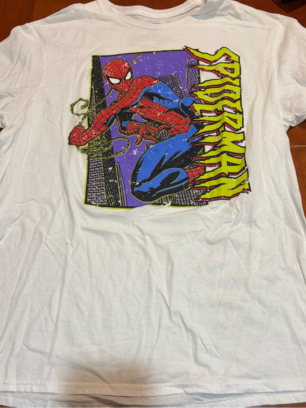 Spider-Man T Shirt Size Large White Retro Logo